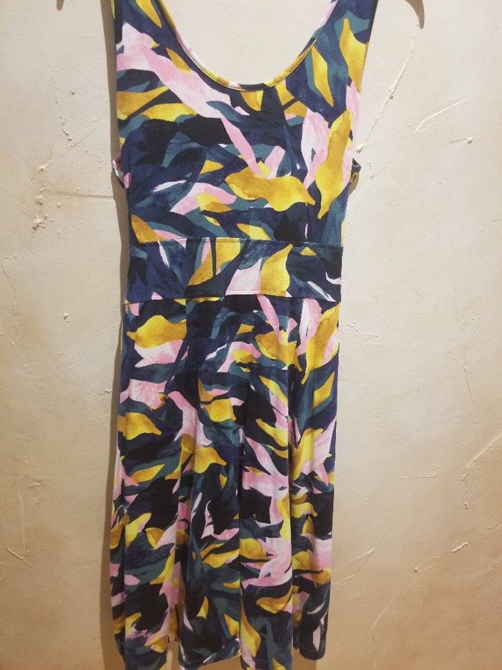 APT 9 WOMENS K A-LINE FLORAL BELTED TANK DRESS WITH SIDE POCKETS SZ M